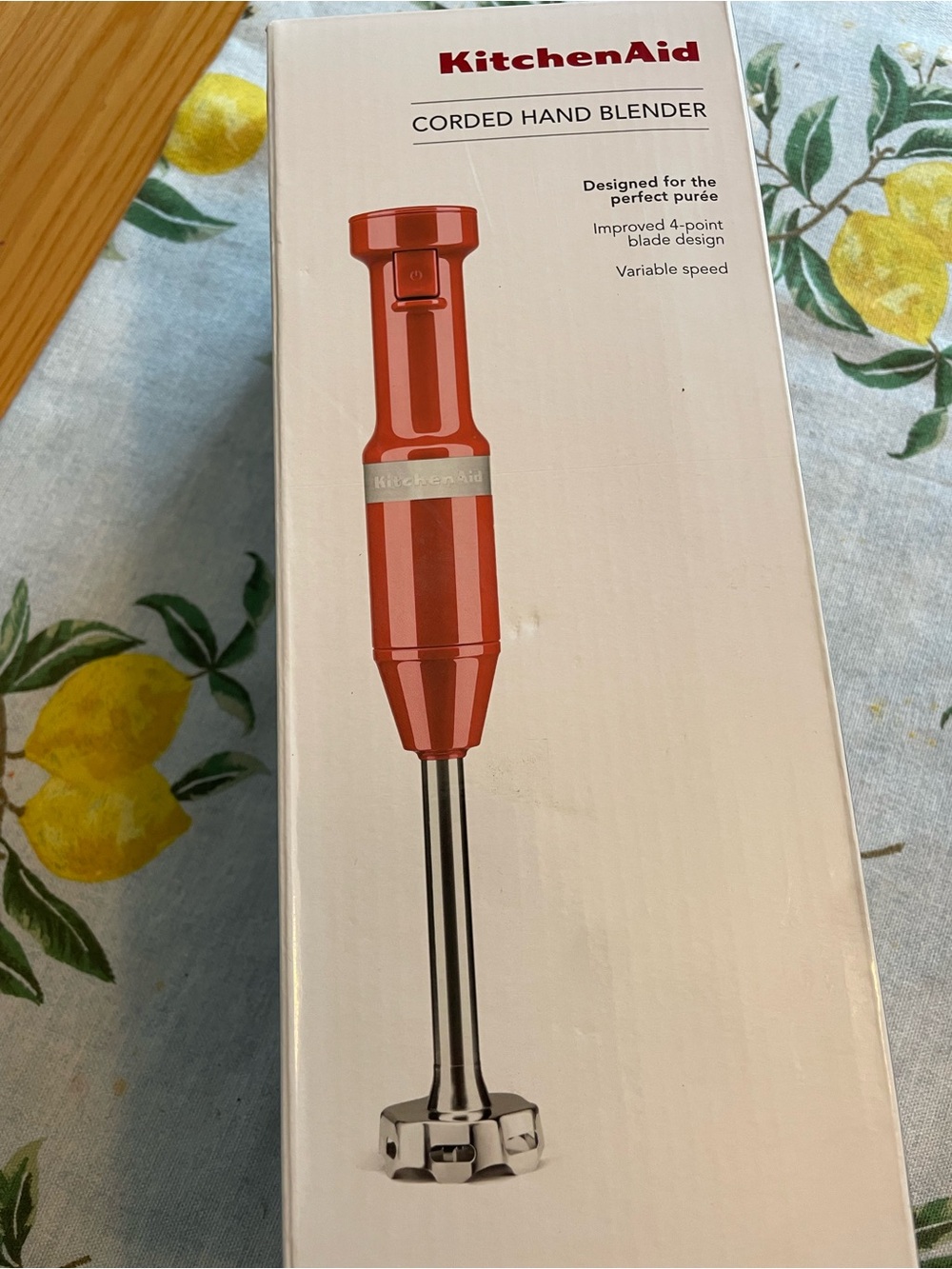 KitchenAid Red Corded Hand Blender - Variable Speed